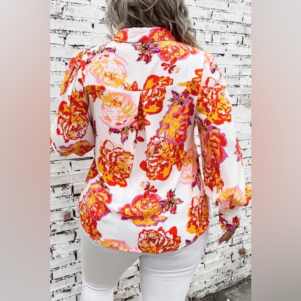 Plus Size Floral Print Long Sleeve Button Down Shirt NWOT 2XL - Picture 3 of 4